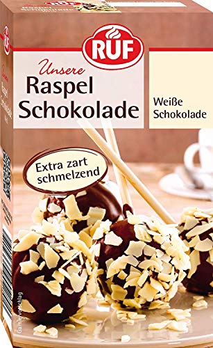 RUF Weiße Raspel-Schokolade, hauchdünn geraspelte weiße Schokolade, Schoko-Raspeln zartschmelzend für Kuchen, Torten, Muffins & Eis, glutenfrei (Packung mit 10) von RUF