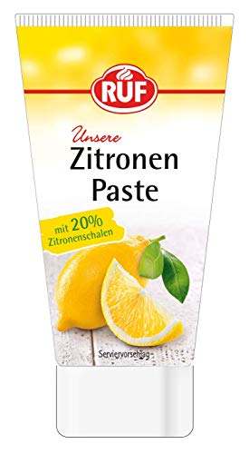 RUF Zitronenpaste, Aromapaste in der Dosier-Tube, mit natürlichem Zitronen-Aroma, zum Aromatisieren von Kuchen & Tortencremes, glutenfrei, vegan, 50g von RUF