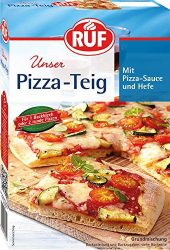 RUF veganer Pizza-Teig, Grundmischung für einen Hefe-Teig, Mischung für eine Pizza-Sauce enthalten, für den Pizzastein geeignet, 10er Pack, 10 x 315g von RUF