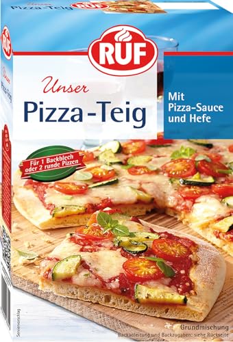 RUF veganer Pizza-Teig, Grundmischung für einen Hefe-Teig, Mischung für eine Pizza-Sauce enthalten, für den Pizzastein geeignet, 1er Pack, 1 x 315g von RUF