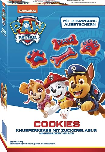 RUF x PAW Patrol Cookie Backmischung mit Himbeer-Geschmack, inkl. Zuckerglasur und mit Keks-Ausstechern in Hundepfoten- und Knochen-Form, 1 x 475g von RUF