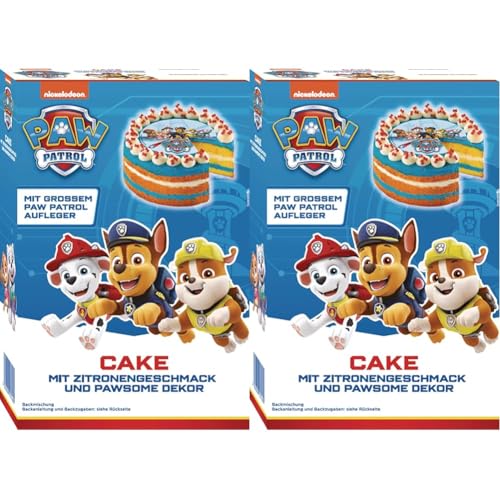 RUF x PAW Patrol Kuchen Backmischung mit Zitronen-Geschmack, für eine bunte Torte inkl. PAWfect Dekor und großem PAW Patrol Oblaten-Aufleger, 1 x 307g (Packung mit 2) von RUF