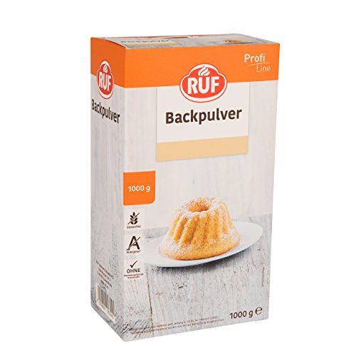 RUF Backpulver, Großpackung, zum Backen von Kuchen, Brötchen und Waffeln, zur Reinigung im Haushalt geeignet, glutenfrei, vegan, Profi Line, 1000g von RUF