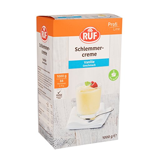 RUF Schlemmercreme Vanille, ohne Kochen, Großpackung Dessertpulver für ein locker fluffiges Creme-Dessert mit feiner Vanillenote, glutenfrei, 1 x 1000g von RUF