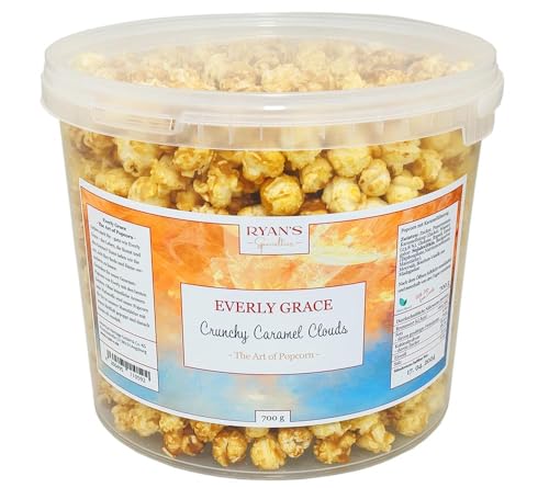 Everly Grace Popcorn, 600g Crunchy Caramel Clouds von Ryan's Specialties, im 5L Popcorn-Eimer, Made in Germany von RYAN'S Specialties