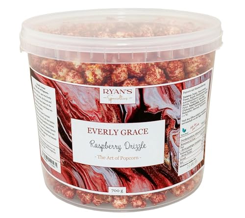 Everly Grace Popcorn, 700 g Raspberry Drizzle von Ryan's Specialties, im 5L Popcorn-Eimer, Made in Germany von RYAN'S Specialties