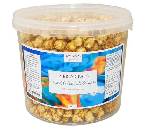 Everly Grace Popcorn, 600g Caramel & Sea Salt Sensation von Ryan's Specialties, im 5L Popcorn-Eimer, Made in Germany von RYAN'S Specialties