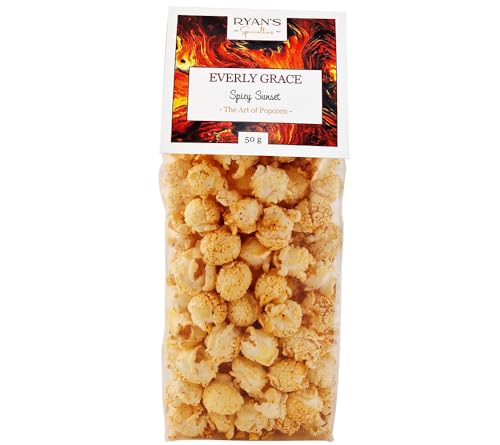Everly Grace Gourmet-Popcorn - Spicy Sunset von Ryan's Specialties (50 g) - Aromatisches Popcorn mit scharfem BBQ-Gewürz - Plant-Based von RYAN'S Specialties