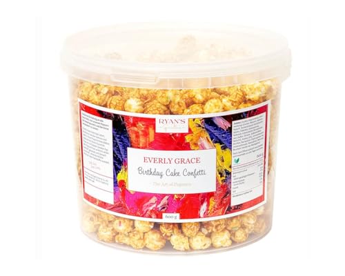 Everly Grace Popcorn, 600g Birthday Cake Confetti von Ryan's Specialties, im 5L Popcorn-Eimer, Made in Germany von RYAN'S Specialties