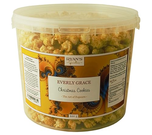 Everly Grace Popcorn – Christmas Cookie, 600 g – Popcorneimer mit Karamell und Spekulatiusgewürz aus unserer Manufaktur in Augsburg, Deutschland von RYAN'S Specialties