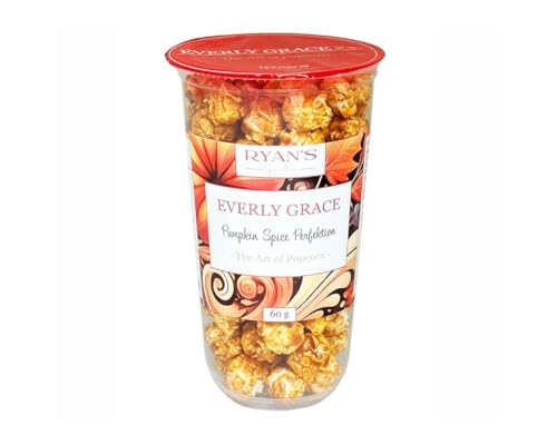 Everly Grace Popcorn - Pumpkin Spice Perfection, 60 g – im praktischen Popcorn-Becher - Karamellpopcorn mit Pumpkin Spice und herbstlichen Gewürzen aus unserer Manufaktur in Augsburg, Deutschland von RYAN'S Specialties