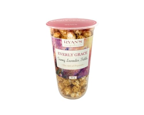 Everly Grace Popcorn – Sunny Lavender Fields, 60 g, Gourmet-Popcorn-Becher mit Zitronen-Lavendel-Überzug, Handgefertigt in Deutschland, Sommerlicher Snack für Genießer, Perfekt für unterwegs von RYAN'S Specialties