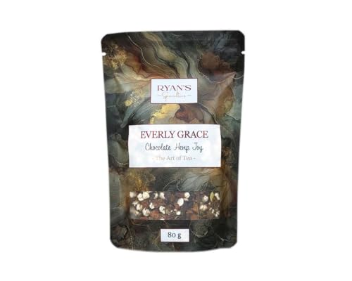 Everly Grace Tee Chocolate Hemp Joy – Bio Kräutertee mit Kakaoschalen, Kurkuma, Hanfsamen & Buchweizen, 80 g – Lose Mischung, koffeinfrei, vegan – Wärmender Genuss für Entspannung und Wohlbefinden von RYAN'S Specialties