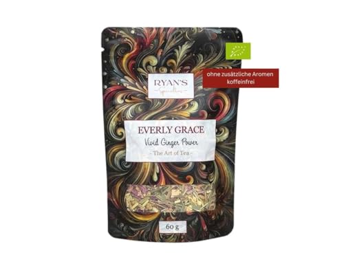 Everly Grace Vivid Ginger Power – Bio-Ingwertee ohne Koffein, 60 g – Kräutertee mit Apfel, Zitronenschale und Rosenblüten – Handgefertigt in kleinen Chargen in Augsburg von RYAN'S Specialties