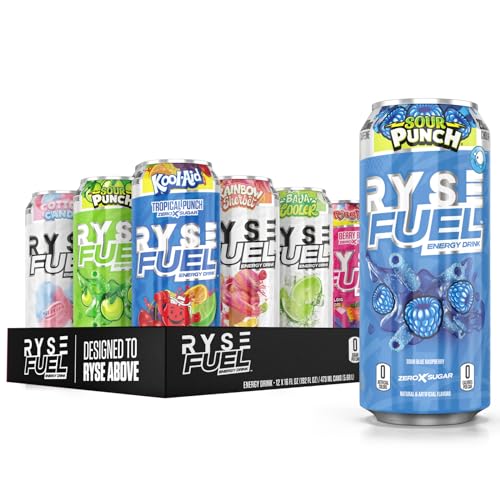 RYSE Fuel Energy Drink | Energie für unterwegs | 0 Zucker | 0 Kalorien | vegan | 200 mg Koffein | 12er-Pack (Sortimentspackung) von RYSE Up Supplements