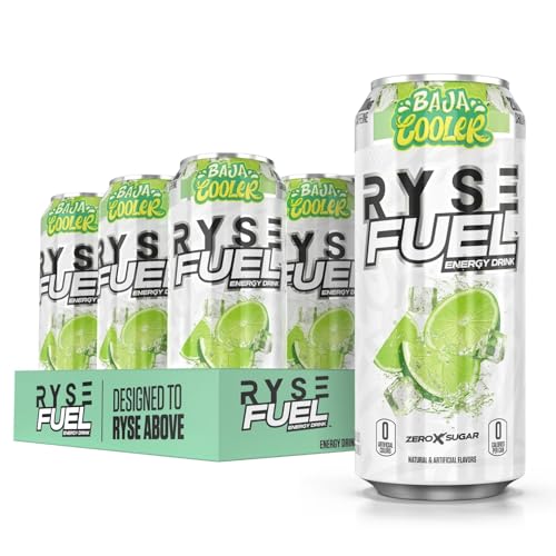 RYSE Fuel Energy Drink | Energie für unterwegs | 0 Zucker | 0 Kalorien | vegan | 200mg Koffein | 12er-Pack (Baja Burst) von RYSE Up Supplements