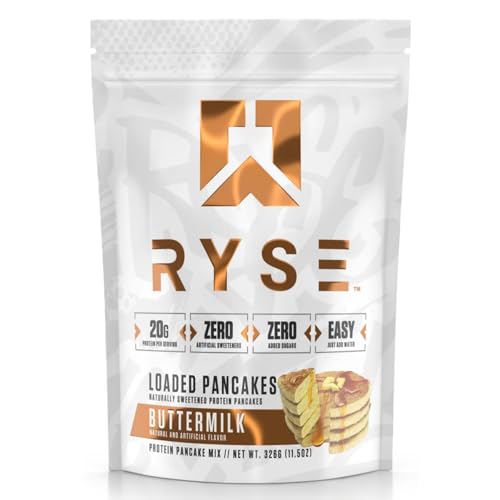 RYSE Geladene Proteinpfannkuchen | Natürlich gesüßte Protein-Pfannkuchenmischung | ohne Zuckerzusatz | 21 g Protein & 3 g gesunde MCTs | 6 Portionen (Buttermilk) von RYSE Up Supplements