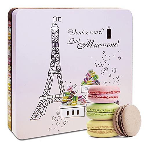 Macarons in Geschenkdose Paris, 16 Macarons, versch. Geschmackssorten (1 x 150g) von Rabbel