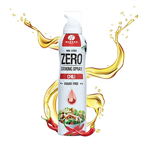 Rabeko Zero Kochspray kalorienarm | CHILI | 800 Portionen,2 kcal pro Sprühstoß| Pfannenspray zum Braten, Grillen & Backen| ohne Zusätze, ohne Zucker| Non-Stick Cooking Spray|Gluten und Laktosefrei von Rabeko Products