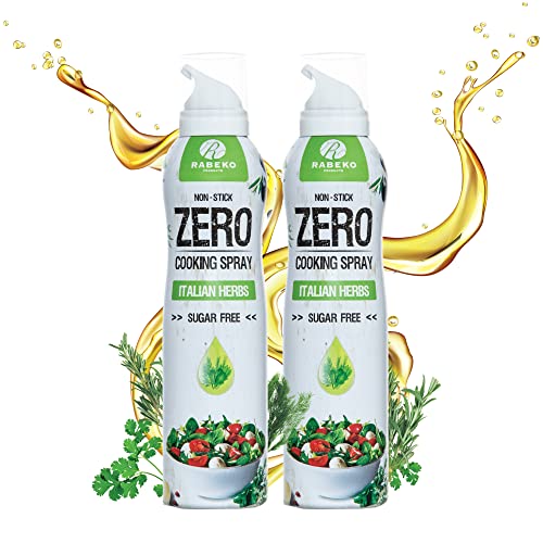 Rabeko Zero Kochspray kalorienarm| ITALIENISCHE KRÄUTER| 800 Portionen,2 kcal pro Sprühstoß| Pfannenspray zum Braten, Grillen & Backen| ohne Zusätze, ohne Zucker|Glutenfrei 2 x 200ml von Rabeko Products