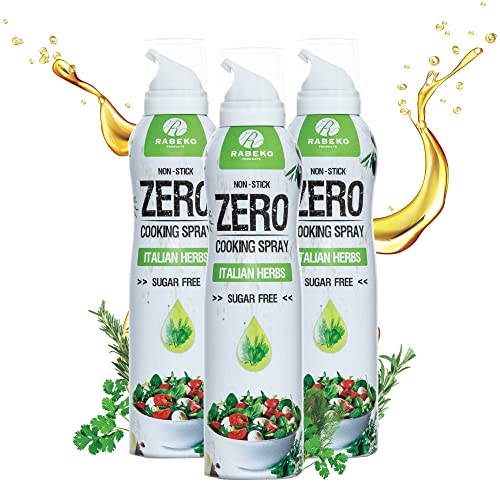 Rabeko Zero Kochspray kalorienarm| ITALIENISCHE KRÄUTER| 800 Portionen,2 kcal pro Sprühstoß| Pfannenspray zum Braten, Grillen & Backen| ohne Zusätze, ohne Zucker|Glutenfrei 3 x 200ml von Rabeko Products