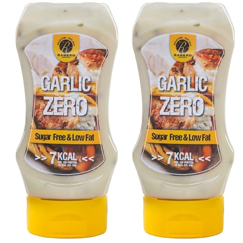 Rabeko Zero Sauce - Scharfes Knoblauch-Dressing, 2 x 350ml ohne Zucker & wenig Fett - gesunde Low Carb Produkte kalorienreduziert fettreduziert für Salat, Frites,Burger,Grill - Gluten und Laktosefrei von Rabeko Products