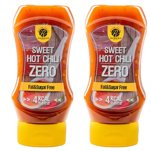 Rabeko Zero Sauce - Süßes scharfes Chili,2 x 350ml ohne Zucker & wenig Fett - gesunde Low Carb Produkte kalorienreduziert fettreduziert für Salat,Pommes Frites,Burger,Grill - Gluten und Laktosefrei von Rabeko Products