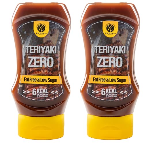 Rabeko Zero Sauce - Teriyaki, 2 x 350ml ohne Zucker & wenig Fett - gesunde Low Carb Produkte kalorienreduziert fettreduziert für Salat, Pommes Frites, Burger, Grill - Gluten und Laktosefrei von Rabeko Products