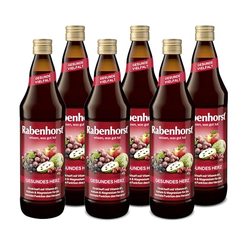 RABENHORST Gesundes Herz, 6er Pack (6 x 700 ml) - Mehrfruchtsaft mit Vitamin B1, Kalium, Magnesium und Weißdornbeeren-Extrakt von Rabenhorst