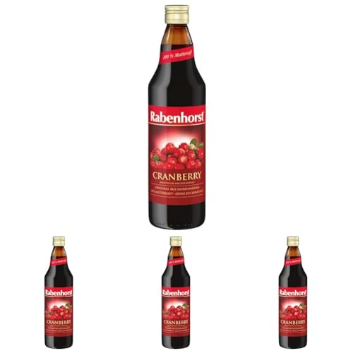 Rabenhorst 100% Bio Muttersaft, Cranberry 0,7 l (Packung mit 4) von Rabenhorst