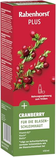 Rabenhorst Cranberry Plus 3er Pack (3 x 450 ml), Nahrungsergänzungsmittel mit Vitamin B2, Niacin und Biotin von Rabenhorst