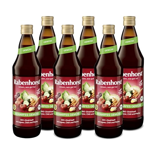 RABENHORST Scharfes Gemüse BIO 6er Pack (6 x700 ml) - Hochwertiger Gemüsesaft aus verschiedenen Gemüsesorten mit intensiv-scharfer Note von Rabenhorst