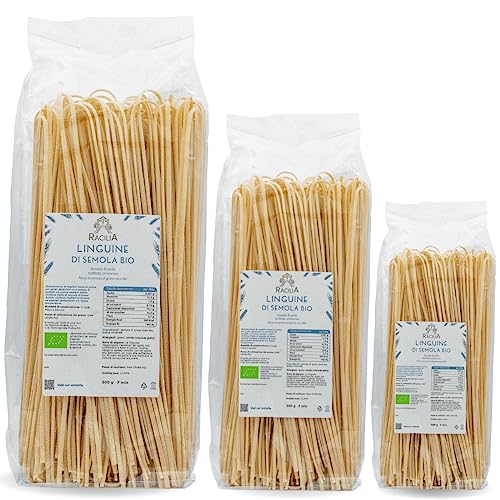 Russello Bio-Grießlinguine - 100 % sizilianischer und biologischer Weizen - Ökologische Packung - Packung mit 3x500gr von Racilia