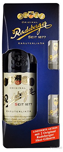 Original Radeberger Kräuterlikör Geschenkpack mit 2 Gläsern 0,7 Liter PiHaMi® Gastro von Grace nnvg