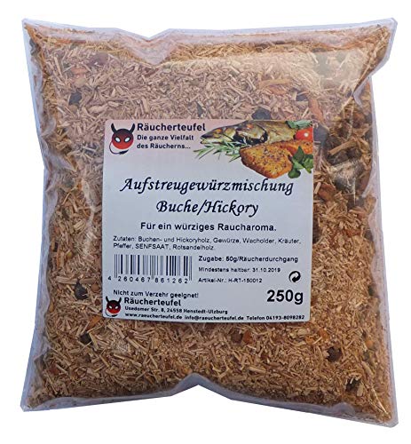 Räucherteufel Aufstreugewürzmischung Buche/Hickory 250g, Wood Smoking Chips, Räucherchips, Smoker von Räucherteufel