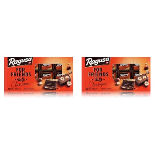 Ragusa For Friends Classique 132g – Pralinen aus Schokolade mit Praliné Füllung und ganzen Haselnüssen – Original Schweizer Schokolade (1 x 132g) (Packung mit 2) von Ragusa