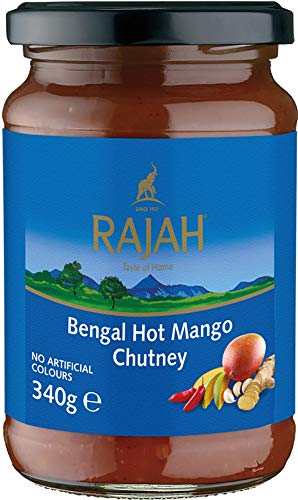 Rajah Bengal Mango Chutney – fruchtig, scharf, leicht sauer – Ideal zum Würzen von Fleisch, Fisch, Käse oder als Dip – 1 x 340 g von Rajah
