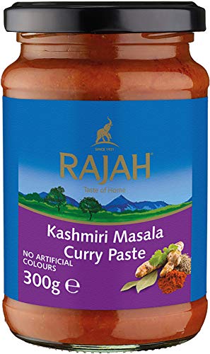 Rajah Kashmiri Masala Currypaste – Scharfe Gewürzpaste für authentische Curry-Gerichte – Ideal zum Würzen von Fleisch, Fisch oder Gemüse – 3 x 300 g von Rajah