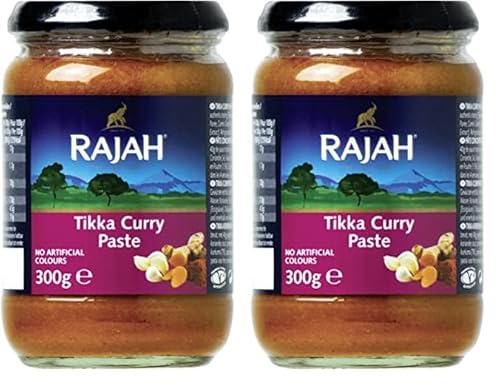 Rajah Tikka Currypaste – Scharfe Gewürzpaste angelehnt an das beliebte englische Tikka-Curry – Ideal zum Würzen von Fleisch, Fisch oder Gemüse – 1 x 300 g (Packung mit 2) von Rajah