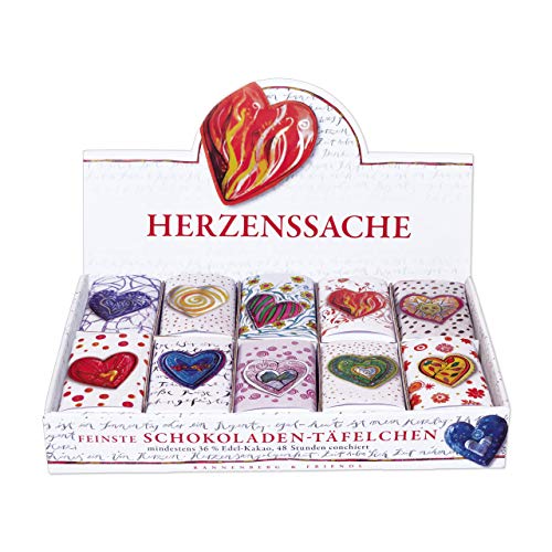 10 Herz-Schokoladen-Tafeln mit verschiedenen Motiven "Herzenssache" - Box-399 von Rannenberg & Friends