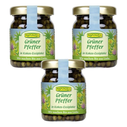 RAPUNZEL Grüner Pfeffer in Kokosessiglake, 3er Pack (3 x 60 g) - Bio von Rapunzel