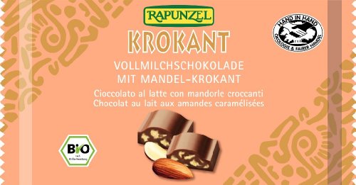 Rapunzel Bio Vollmilch Krokant Schokolade mit Mandelkrokant H (1 x 100 gr) von Rapunzel