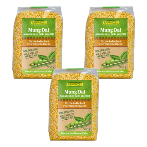 Rapunzel Mung Dal, Mungbohnen halb, geschält, 3er Pack (3 x 500 g) von Rapunzel