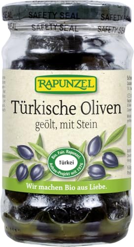 Rapunzel Schwarze Oliven mit Stein, geölt (185 g) - Bio von Rapunzel