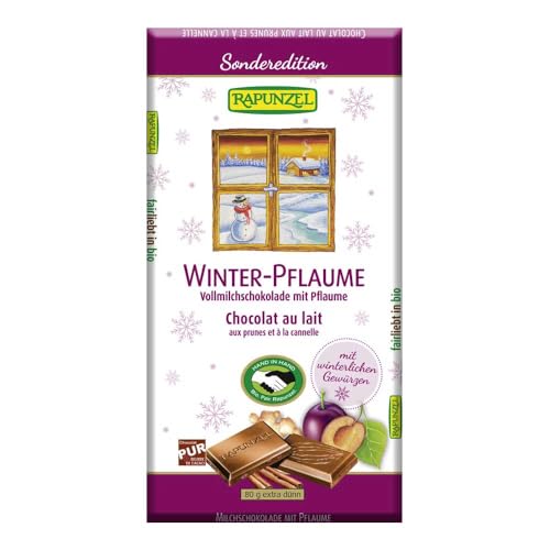 Rapunzel Vollmilch Schokolade Winter-Pflaume, 80g, 12er Pack von Rapunzel