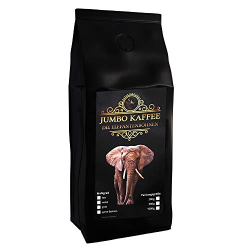 Jumbo Kaffee | Elefantenkaffee Maragogype (1000 g, Ganze Bohnen) - Die größten Bohnen der Welt, ohne Säure, extra mild von Raritäten der Coffee & Tea Company