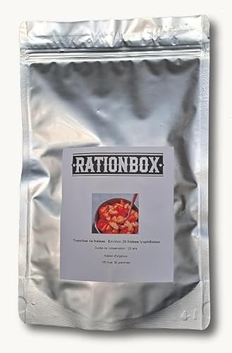 Erdbeerscheiben - Etwa 20 gefriergetrocknete Erdbeeren - Haltbarkeit: 25 Jahre - Notration von Rationbox