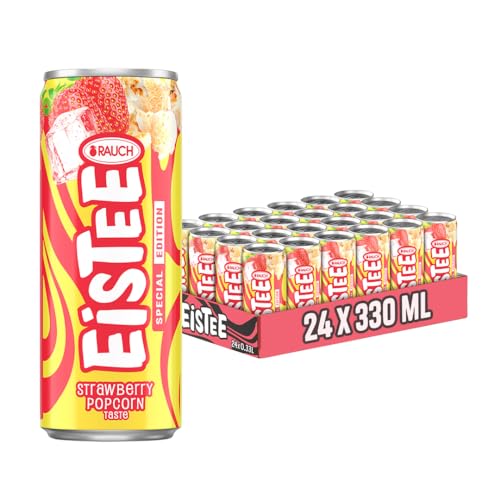 Rauch Eistee Crazy Flavours | Strawberry Popcorn | streng limitiert | verrückte Geschmackssorten | Frucht & Candy | 24x 0,33l Dose von Rauch Eis Tee