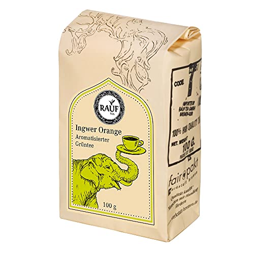 Rauf Tee - aromatisierter Grüntee Ingwer Orange 100g von Rauf Tee