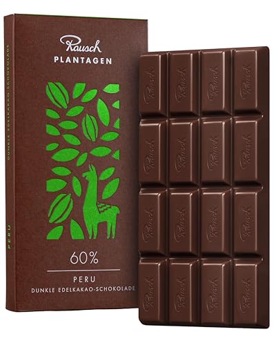 Rausch Peru 60% Schokolade Tafel 125g – hochwertige Tafelschokolade mit feinem Aroma – Edelkakao Schokoladentafel aus nachhaltigem Anbau von Rausch